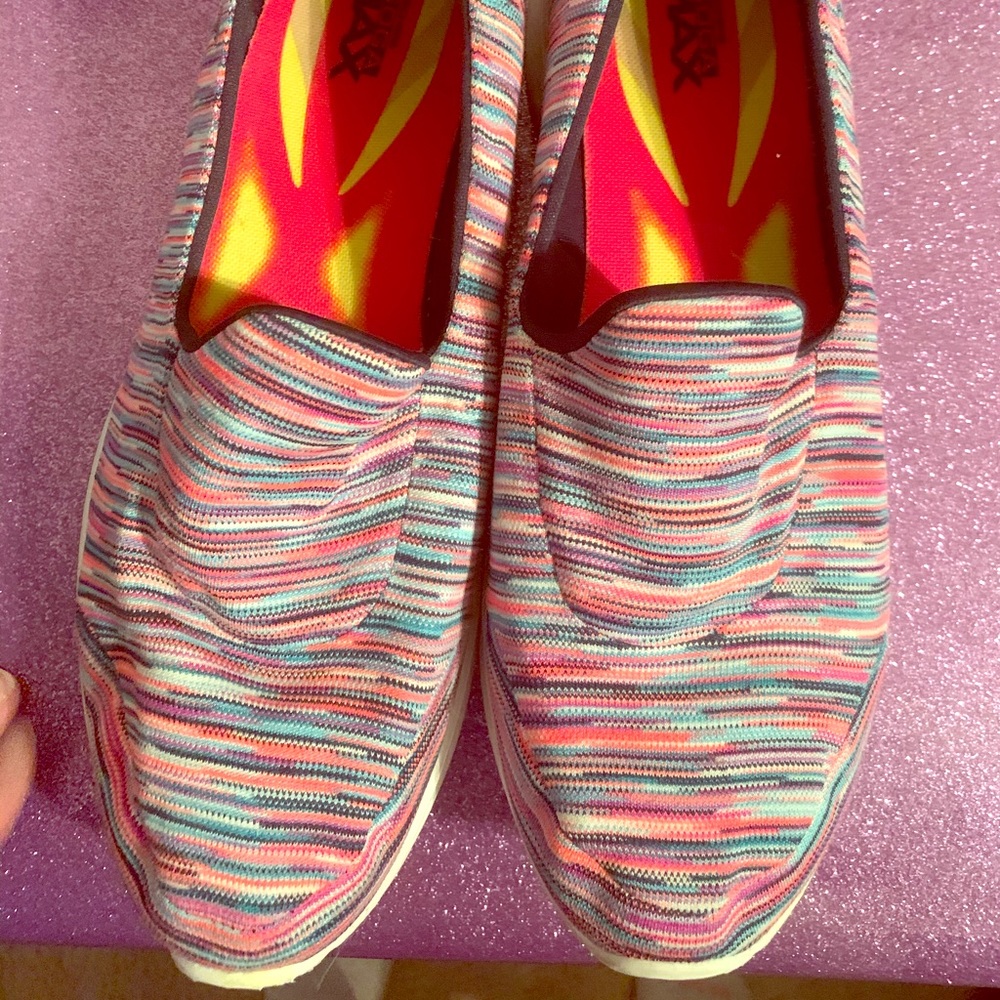 Skechers striped slip ons